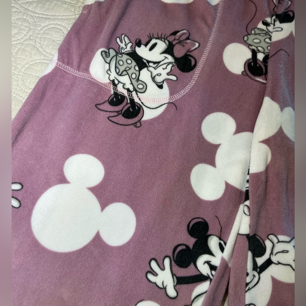 Disney Mickey & Minnie Women’s Soft Plush Velour Mauve Pajama pants Size XS - Picture 6 of 9